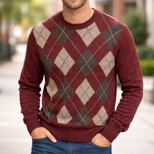 Dockers Mens Sweater Sz L Long Sleeve Crew Neck Soft Pullover Diamond Excellent